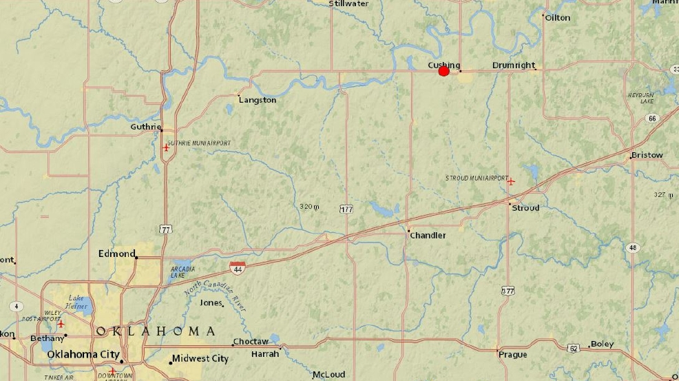USGS 5.3 magnitude quake reported 1 mile west of Cushing KOKH