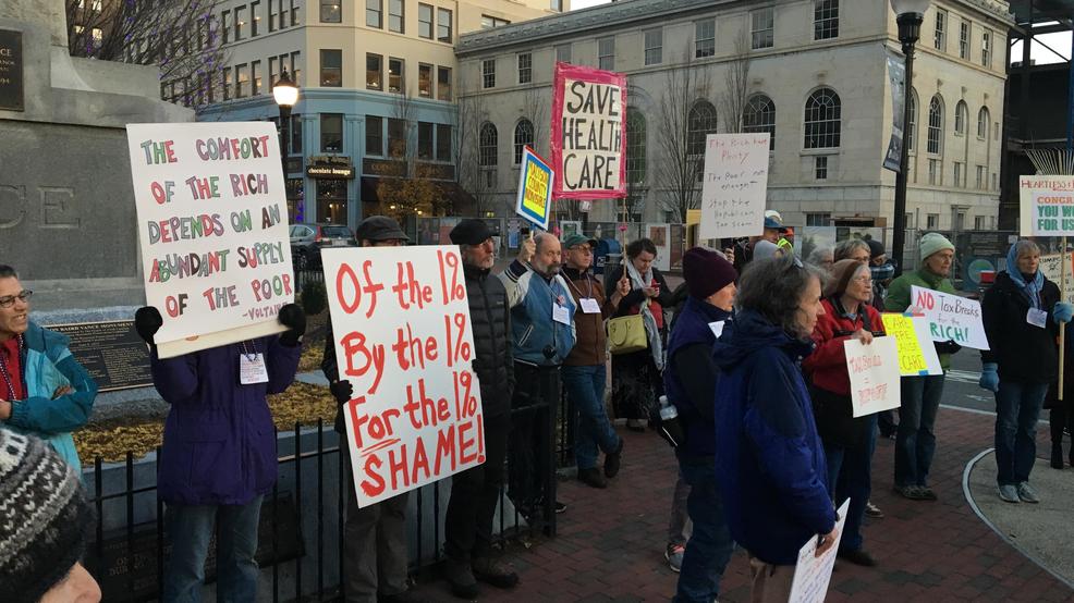 Vocal Asheville crowd protests tax reform bill WLOS