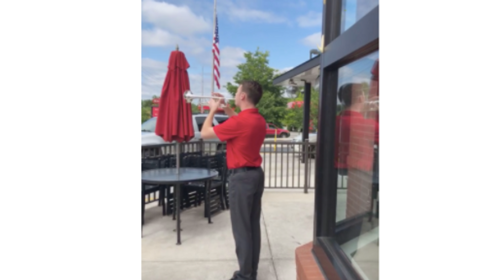 ChickFilA employee plays Taps for Memorial Day WSET