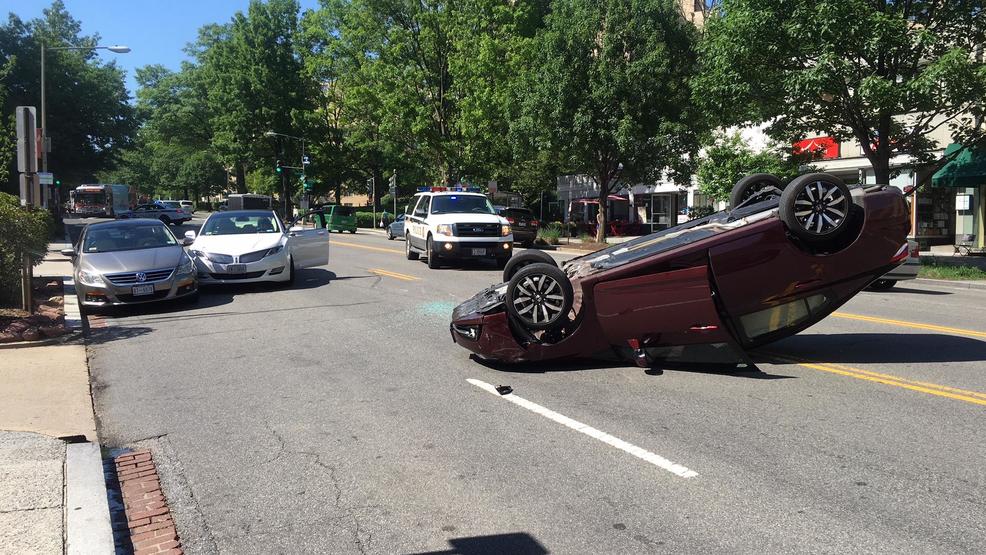 Car rolls over in crash in Northwest D.C. WJLA